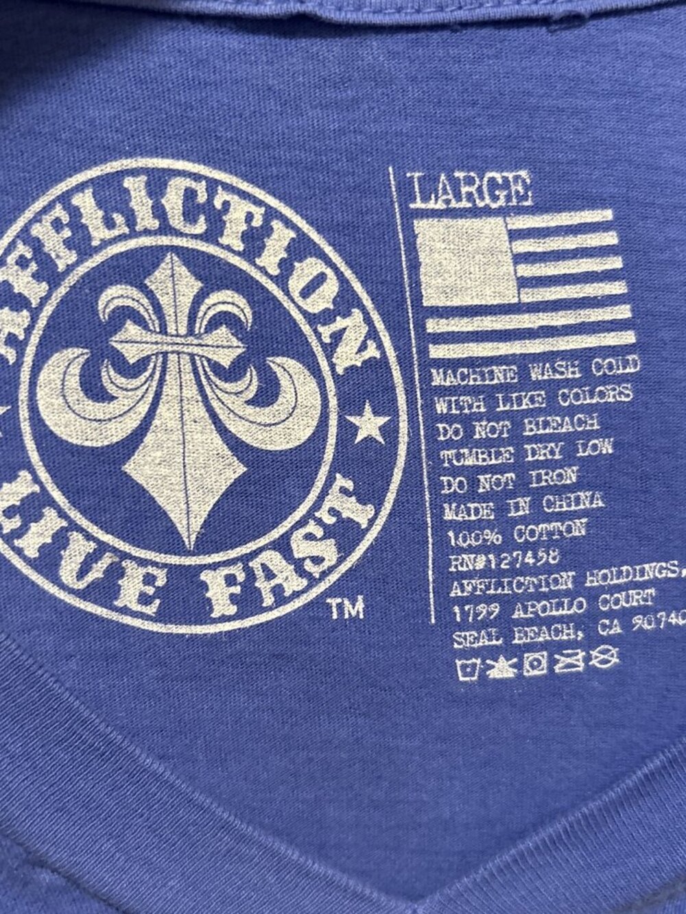 Affliction American Customs L T-Shirt Live Fast Garage Built Motors Metallic NEW - Picture 9 of 9
